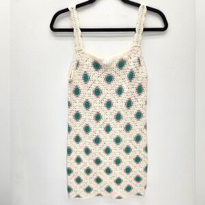 Sincerely Jules White Crochet Midi Dress Womens XS Cottagecore Julespolka Dot